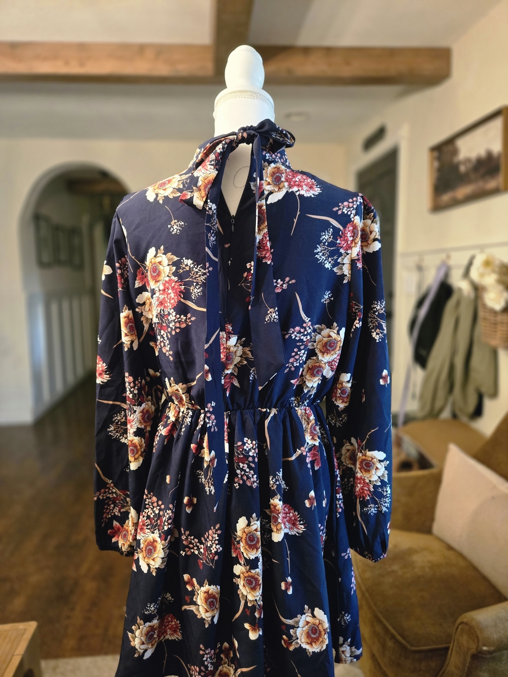 Amazon Navy Floral Long Sleeve Dress - Picture 2 of 4